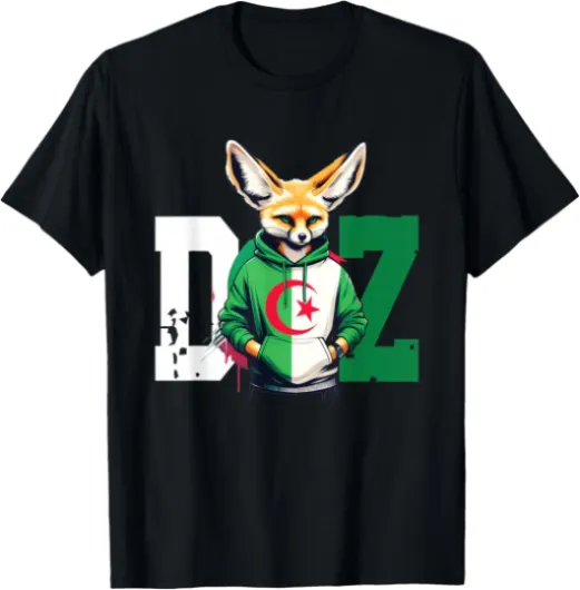 Maillot Fennec Drapeau Algérie Cadeau Foot Algérienne Dz T-Shirt